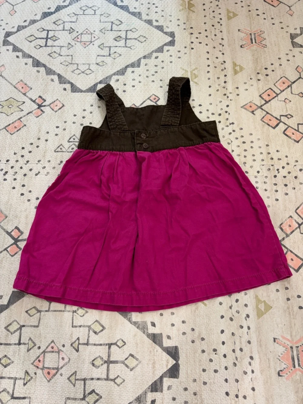 Cherokee Magenta and Brown Sleeveless Cotton Dress